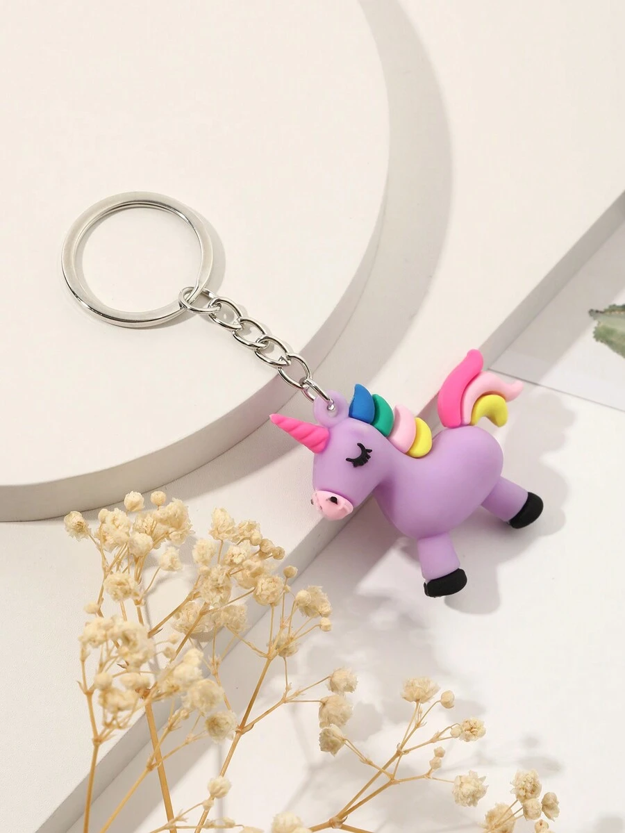 Cute Purple Cartoon Unicorn Keychain For Women - Multicolor - View 1