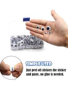 720 件黑色擺動黏性眼睛,4mm 5mm 6mm 7mm 8mm 10 Mm 12mm 混合包裝,3 歲以上