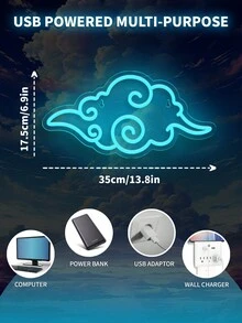 藍色雲彩霓虹牆裝飾燈,led霓虹燈牌,裝飾家居房間壁畫,有趣的霓虹燈牌,適用於臥室、男人洞、酒吧、商店、家庭聚會,藝術裝飾禮品 - 藍色 - 查看 3