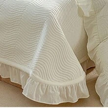 1pc Double-Sided Embroidered Floral Bedspread, Multi-Functional European-Style Bed Cover Three-Piece Set - White - View 3