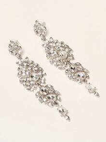 2入組女士奢華水晶時尚耳環,適用於派對宴會 - 銀色 - 查看 3