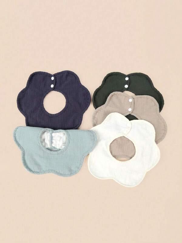 5-pack Baby Crumpled Beanie Bibs And Saliva Wipes