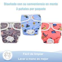 WELDMON Pañales Perros Lavables, 3 PCS Pañales para Perros Reutilizables Altamente Absorbentes, Pañales sin Fugas Ajustable para Perrito Femenino en Período de Calor - Multicolor - Ver 2