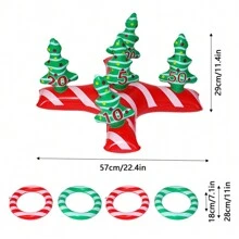 5 piezas/Set Juego de lanzamiento de aros inflables rojos y verdes en forma de cruz para fiesta de Año Nuevo, juguete de juego interactivo de material de PVC, juegos de fiesta de adultos adecuados para Halloween/Navidad/Acción de Gracias - Multicolor - Ver 4