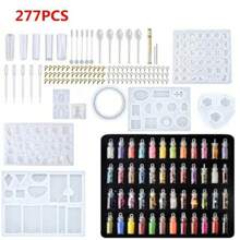 277pcs Epoxy Resin Silicone Mold Kit For Making Earrings, Necklaces, Pendants, Keychains, DIY Jewelry Epoxy Mold - Small Resin Mold Set - White - View 1