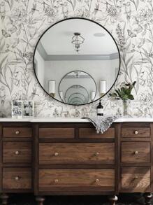 Giấy dán tường trang trí phòng tắm vẽ tay họa tiết hoa, kích thước 117.32*789.4 inch / 17.32*118.11 inch, tự dính, dùng để trang trí lại nội thất. - trắng - Xem 5