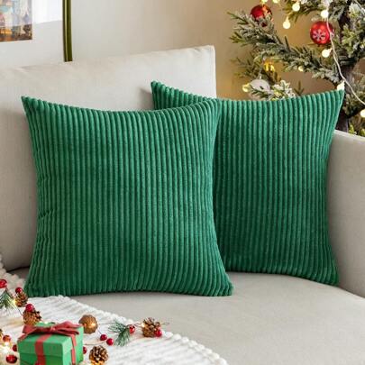 1pc Corduroy Stripe Decor Cushion Cover