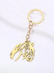 1pc Women's Personalized Stainless Steel Animal Keychain - Gold - View 3