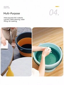 1個可用作水桶或垃圾桶的多功能折疊桶,高身浸腳桶,過膝腳浴桶,保護腿部的五層絕緣腳浴盆,可折疊的腳洗盆,適用於家庭和旅行 - 墨綠色 - 查看 9