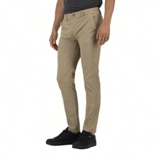 Holstone Pack de 2 Piezas Pantalones Estilo Chino Caqui Y Azul Gabardina Premium Skinny Fit Estilo Casual Para Hombre