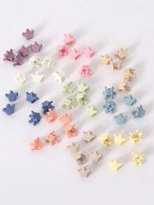 50 件混色可愛配件,適合幼兒和少女,包括啞光皇冠形髮夾、髮夾,適合日常佩戴和街頭表演 - 彩色 - 查看 3