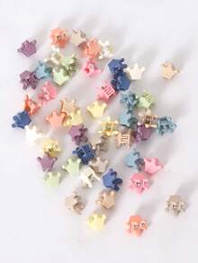 50 件混色可愛配件,適合幼兒和少女,包括啞光皇冠形髮夾、髮夾,適合日常佩戴和街頭表演 - 彩色 - 查看 4