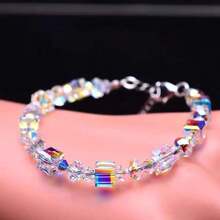 2Pcs/set Bracelet +Card To My Daughter Granddaughter, Square Rhombus Beaded Bracelet Halloween Christmas Party Anniversary Gift Jewelry - Multicolor - View 6