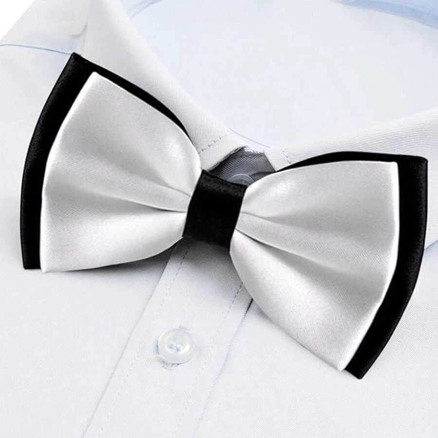 1pc Men Adjustable Two-T1 Double Layer Bowtie Casual Men Necktie