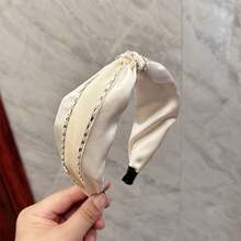 1個全新的韓國風鑲有鑽石的頭帶,簡約復古的雙結髮夾,高端奢華的女孩髮箍 - 黑色 - 查看 1