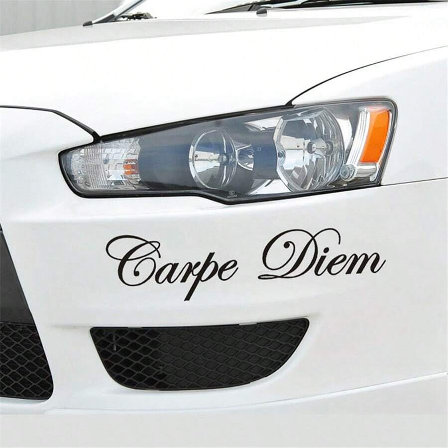1 Pegatina De Coche Carpe Diem Para Espejo Retrovisor Y Decoración De Puerta De Coche - Negro - Ver 1