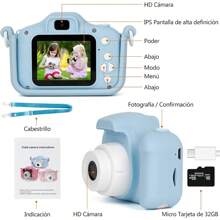Children's Camera, Mini Camera For Children, Mini Digital Video And Photo Selfie Camera With 2.0 IPS HD Screen With 32G Memory Cards - Blue - View 4