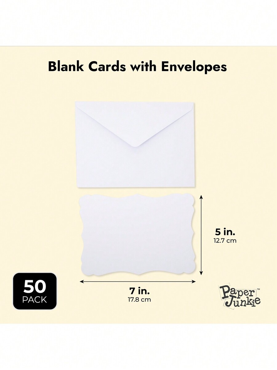 50 Pack Blank Invitations with Envelopes, Printable DIY Greeting Cards