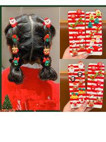 10入組聖誕女孩髮圈,嬰兒彈性髮帶可搭配髮型/辮子,不傷髮