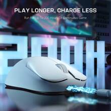 ATTACK SHARK * MAMBASNAKE AJAZZ AJ099 SUPERLIGHT 无线游戏鼠标，54g 超轻游戏鼠标 PixArt PAW3311 传感器，6 个可调 DPI 高达 12000，双模式 2.4G/有线 G502，200 小时电池 - 白色 - 查看 4