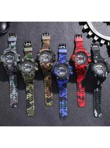 Heavy Duty Waterproof Digital Watch For Men, With Light Camouflage Various Colors - Blue - View 5