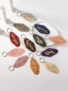 1pc Fashionable Minimalist Acrylic Zodiac Keychain, Ladies Birthday Gift Casual Car Accessories Bag Charm - Multicolor - View 11