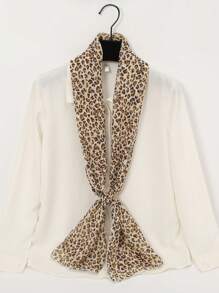 1pc Leopard Print Scarf With Long Fringe For Women. Beach Towel, Sunscreen, Shawl - Multicolor - View 1