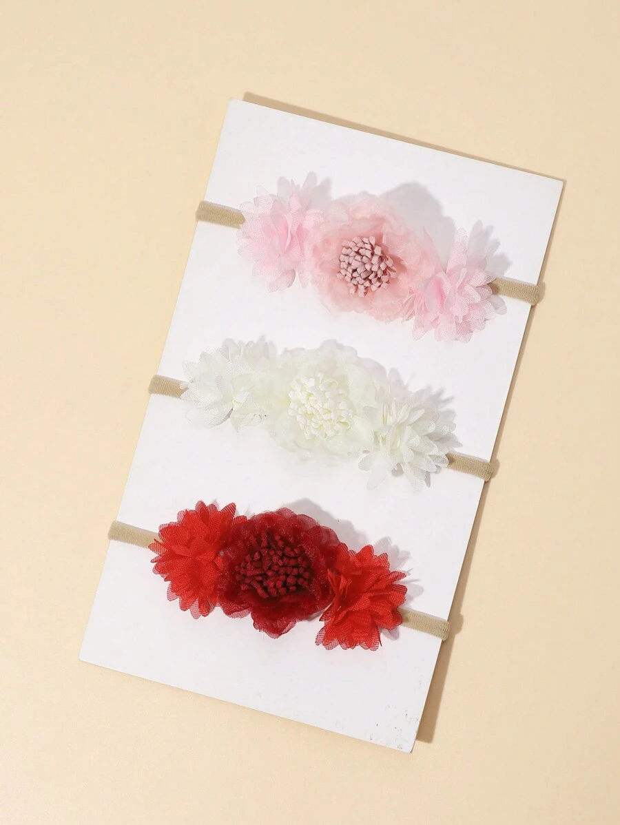 3pcs Đứa bé gái Hoa Băng đô - Nhiều màu - Xem 1