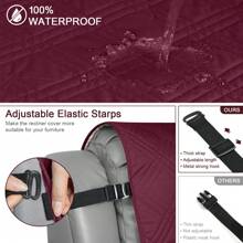 1/2/3 Seat Waterproof Recliner Sofa Cover, Non Slip Recliner Chair Covers, Washable Reclining Couch Cover Outdoor Cushion Covers Garden Furniture Protector With Elastic Straps Pocket For Pets, Cats, Dogs Burgundy - 酒紅色 - 查看 8