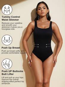 1件女士無縫修身背心連體褲，控制腹部