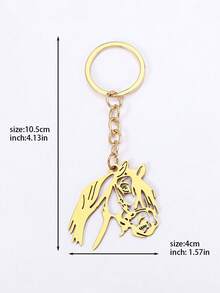 1pc Women's Personalized Stainless Steel Animal Keychain - Gold - View 4