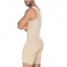 Faja Completa Para Hombre Colombiana Postoperatoria， Hombre Modeladoras Cuerpo Completo Faja Reductora Transpirable con Alta Presión Boda Fiesta，Body de compresión para hombre, con cierre, cuerpo completo, adelgazante, control de abdomen - Albaricoque - Ver 2