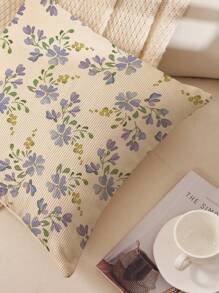 A Ditsy Floral Pattern Single-Sided Printed Thick Corduroy Pillowcase