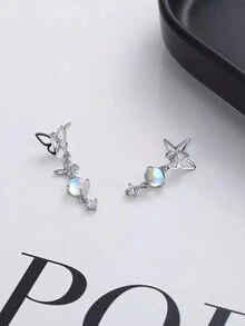 1 對女學生月光石蝴蝶吊墜耳環,多功能耳飾 - 淺藍色 - 查看 4