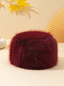 1頂女士冬季漁夫帽,保暖,適合戶外活動和購物 - 酒紅色 - 查看 3