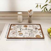 1入cute彩點柔軟矽藻泥廚房檯面無水排放墊,餐具& 桌子吸水墊,墊子乾爽,杯墊,無洗桌墊,桌面防燙墊,滑鼠墊,咖啡杯墊,適用於廚房 - 白色 - 查看 2