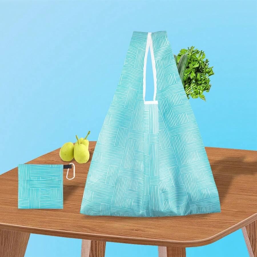 1 Miếng Sọc In Túi mua sắm , Có thể tái sử dụng Túi mua sắm , Túi tote , Túi tạp hóa - Màu xanh lam - Xem 1