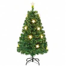 Prelit Fiber Optic Christmas Tree with Warm White Lights - Green - View 3