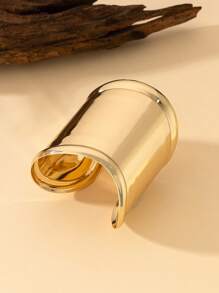 1pc Metallic Fashionable Exaggerated Hip-Hop Style Adjustable Open Cuff Bracelet For Women - Yellow Gold - View 2