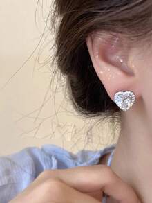 美麗優雅的心形耳釘,新娘風格,日常配飾,珍貴的情人節/聖誕節禮物 - 彩色的 - 查看 2