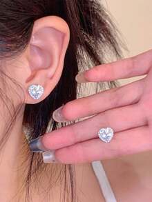 美麗優雅的心形耳釘,新娘風格,日常配飾,珍貴的情人節/聖誕節禮物 - 彩色的 - 查看 4