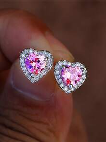 美麗優雅的心形耳釘,新娘風格,日常配飾,珍貴的情人節/聖誕節禮物 - 彩色的 - 查看 5