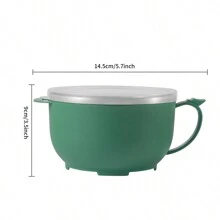1pc Multifunctional Stainless Steel Instant Noodle Bowl With Lid, Phone Holder, Double-layer Seal, Heat Insulation Design For Students And Office Workers, Portable Convenience For Lunch Box And Instant Noodle Bowl - Green - View 3
