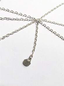 1個女士歐美風格貝殼吊墜腰鍊,多條細鍊和鑽石裝飾,適合萬聖節、聖誕節、派對、婚禮和日常穿著,長度:105cm