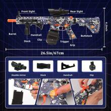 M4a1 電動凝膠球玩具槍,帶有大鼓的飛濺球玩具槍,自動凝膠球玩具槍,適合 14 歲以上的射擊遊戲教育玩具,青少年和成人禮物(無子彈) - 綠色 - 查看 3