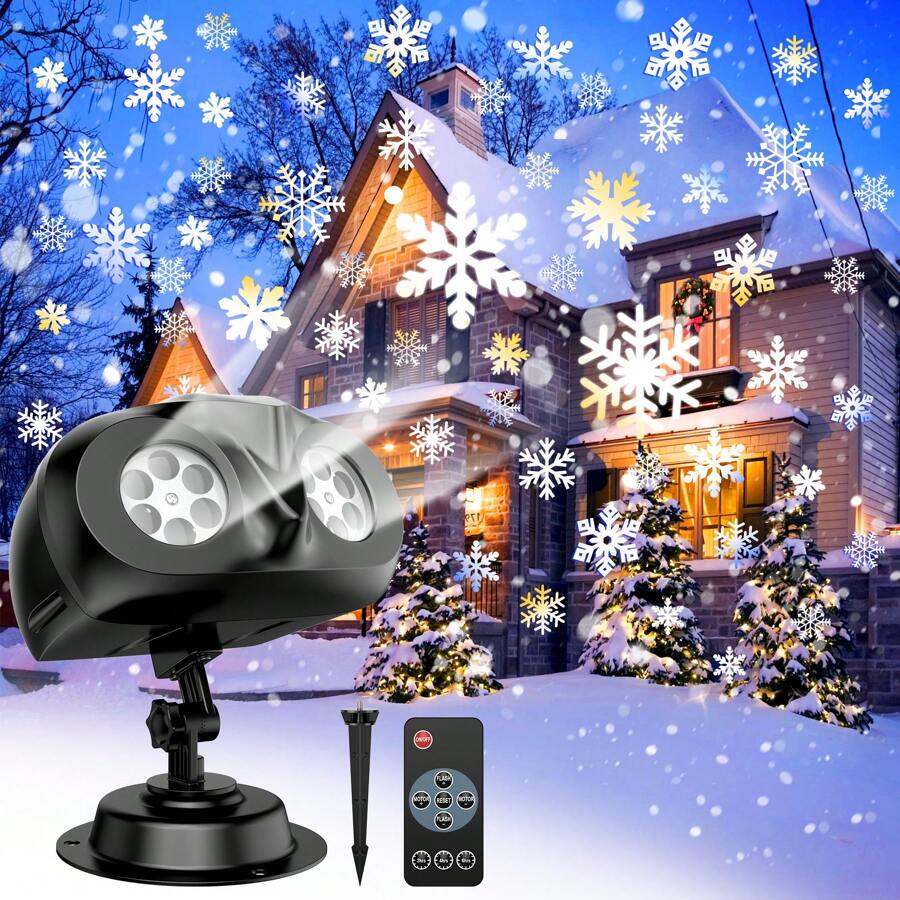 Christmas Snowfall Projector Lights, Owl Shape Outdoor Highlight Landscape Dynamic LED Snowflake Projection Lamp for New Year - Black - View 1
