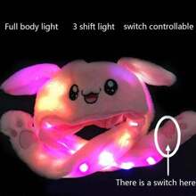 1PC 女士帽子 兔耳帽 网红发光兔子帽捏耳朵会动 气囊帽 - 粉色 - 查看 4