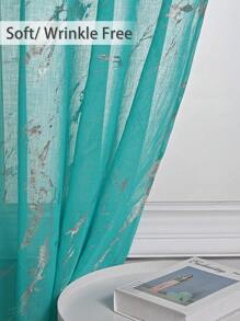 1 Pieza Cortina De Ventana Decorativa Rosa Moderna Con Transferencia De Calor Plateado De Poliéster, Ideal Para Dormitorio O Sala De Estar