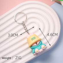 4入組女士男士軟橡膠兔子掛飾鑰匙扣可愛卡通魅力時尚風格汽車鑰匙扣包掛飾派對禮物,適用於最好的朋友女友兒子女兒 - 彩色 - 查看 3