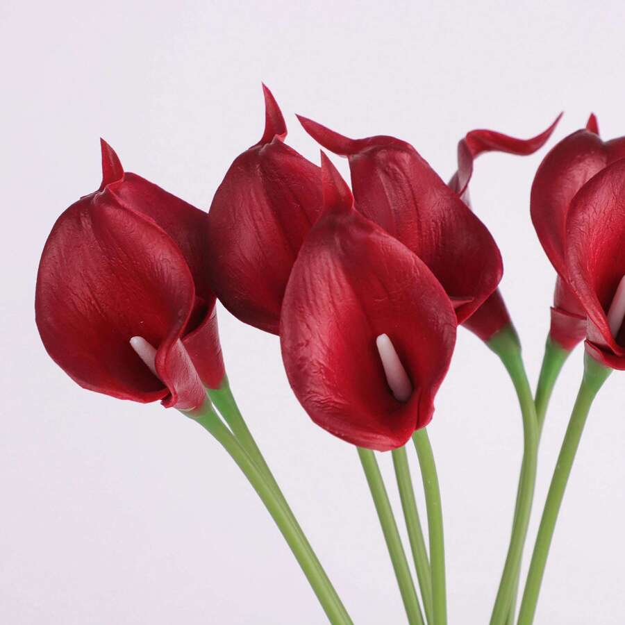 2 件逼真迷你马蹄莲装饰，适合卧室和客厅 - 酒紅色 - 查看 1